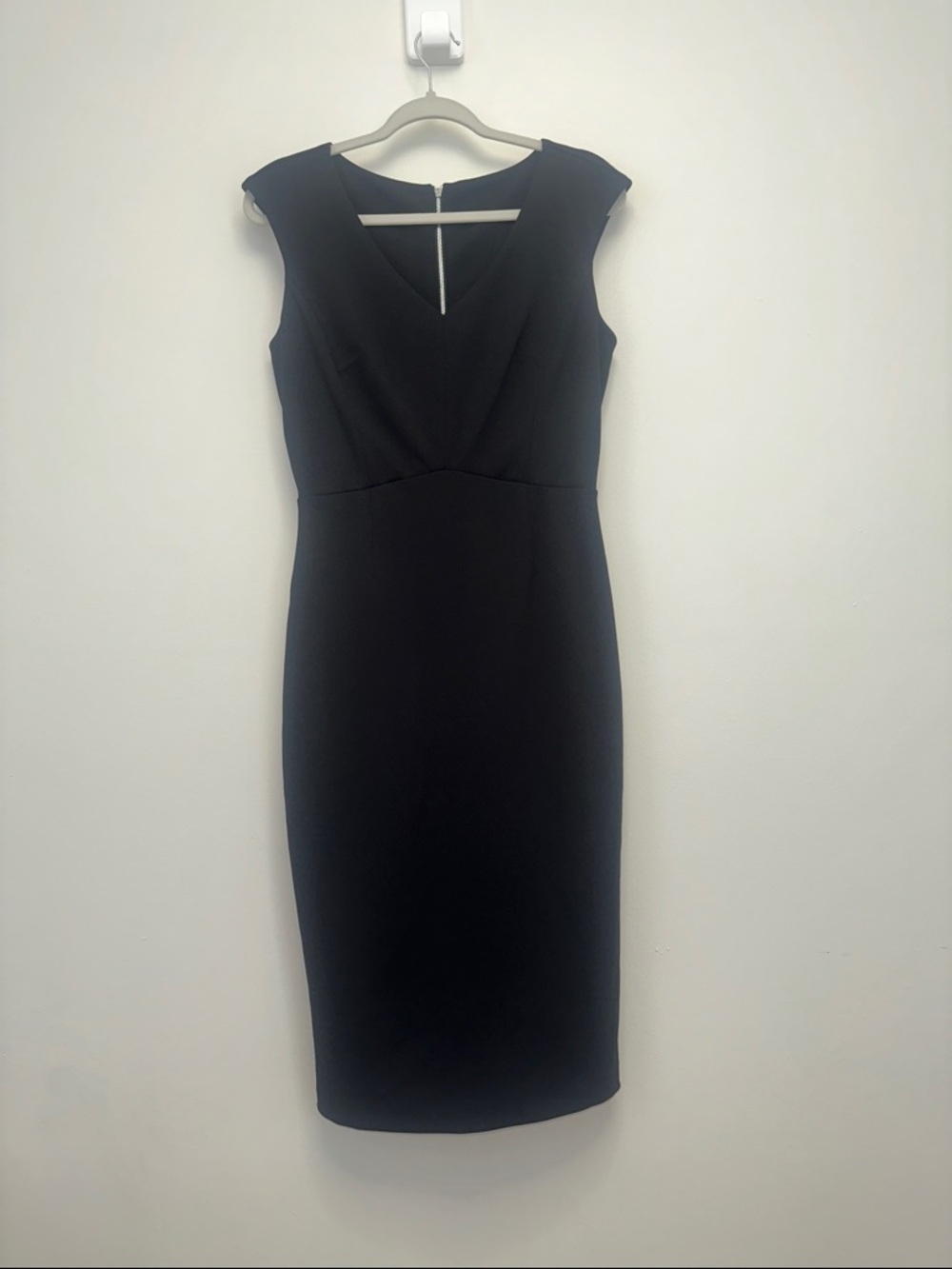 Black V-Neck Midi Sheath Dress